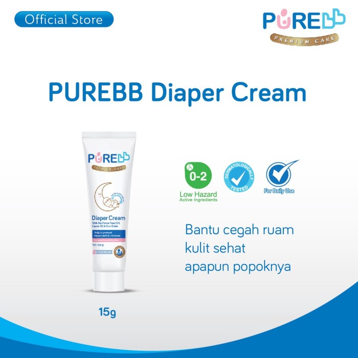 (SATUAN) PUREBB TRAVEL SIZE DIAPER CREAM 15gr ( CREAM RUAM POPOK BAYI)