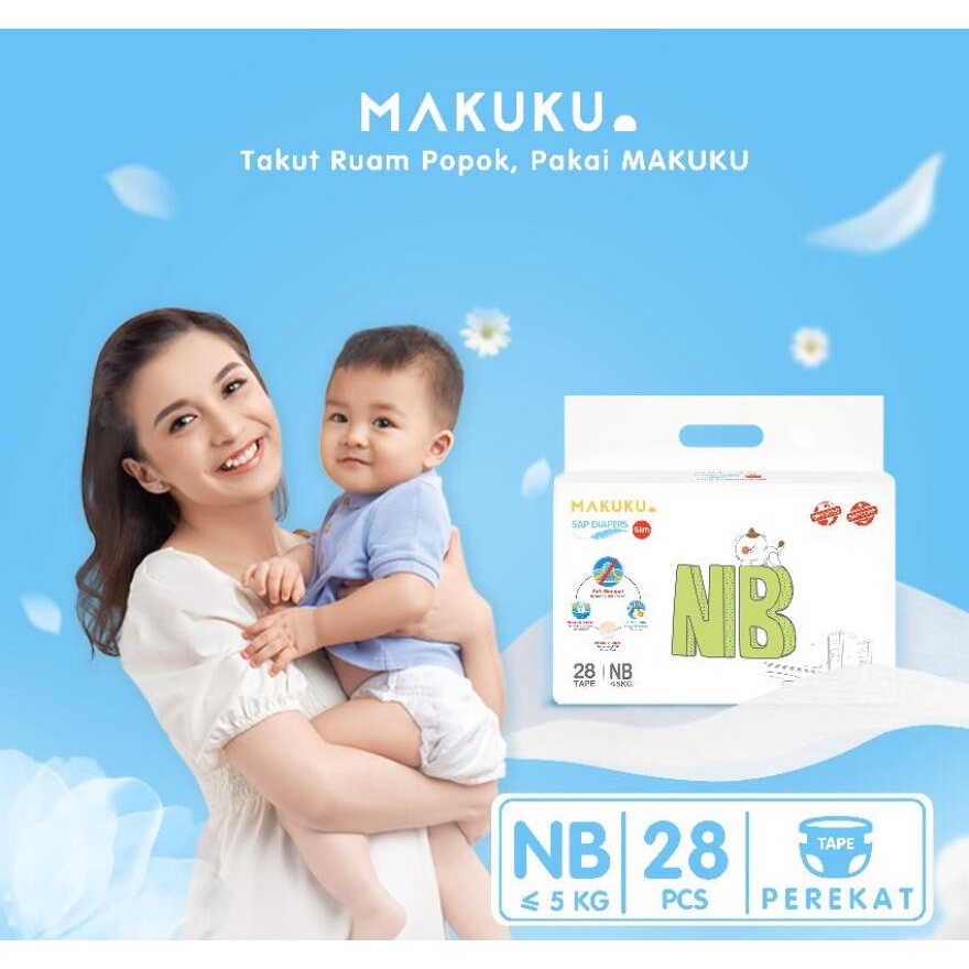 Makuku SAP Diapers Slim Tape NB28  Anti Gumpal / Makuku Newborn Slim / MAKUKU POPOK PEREKAT NEWBORN