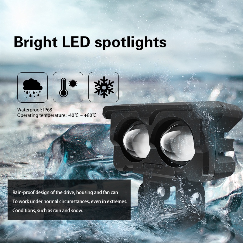 lampu proyektor motor dua warna lampu tembak sorot sql 2 mata kuning putih spotlight lens projector