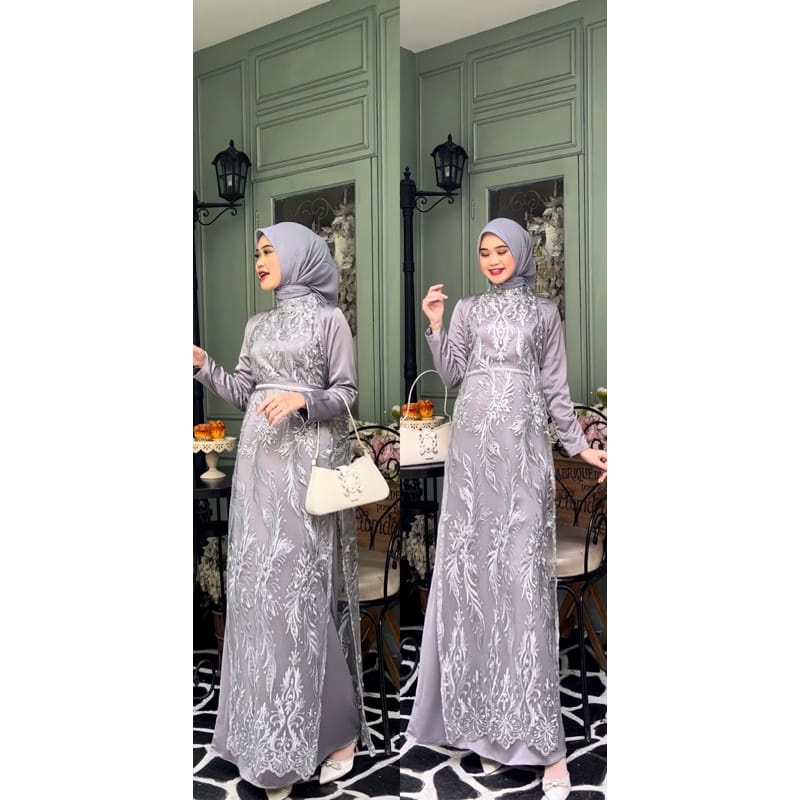 FABILA DRESS INNER DRESS + BELT + OUTER / Gamis Kondangan BAJU DEWASA MURAH TERBARU 2023 Busui Friendly