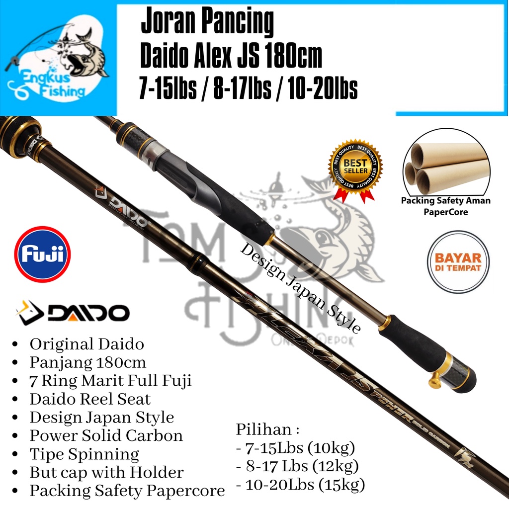 Joran Pancing Daido Alexa Solid / Japan style 150cm - 180cm (8kg-15kg) Fuji Carbon Solid - Engkus Fishing