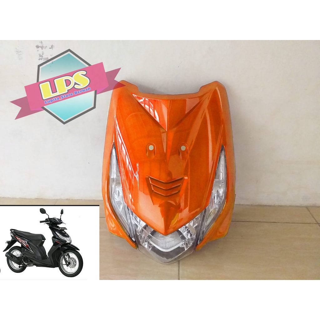 Tameng Depan + Reflektor Dan SEN Lampu Beat Karbu Warna Orange Termurah
