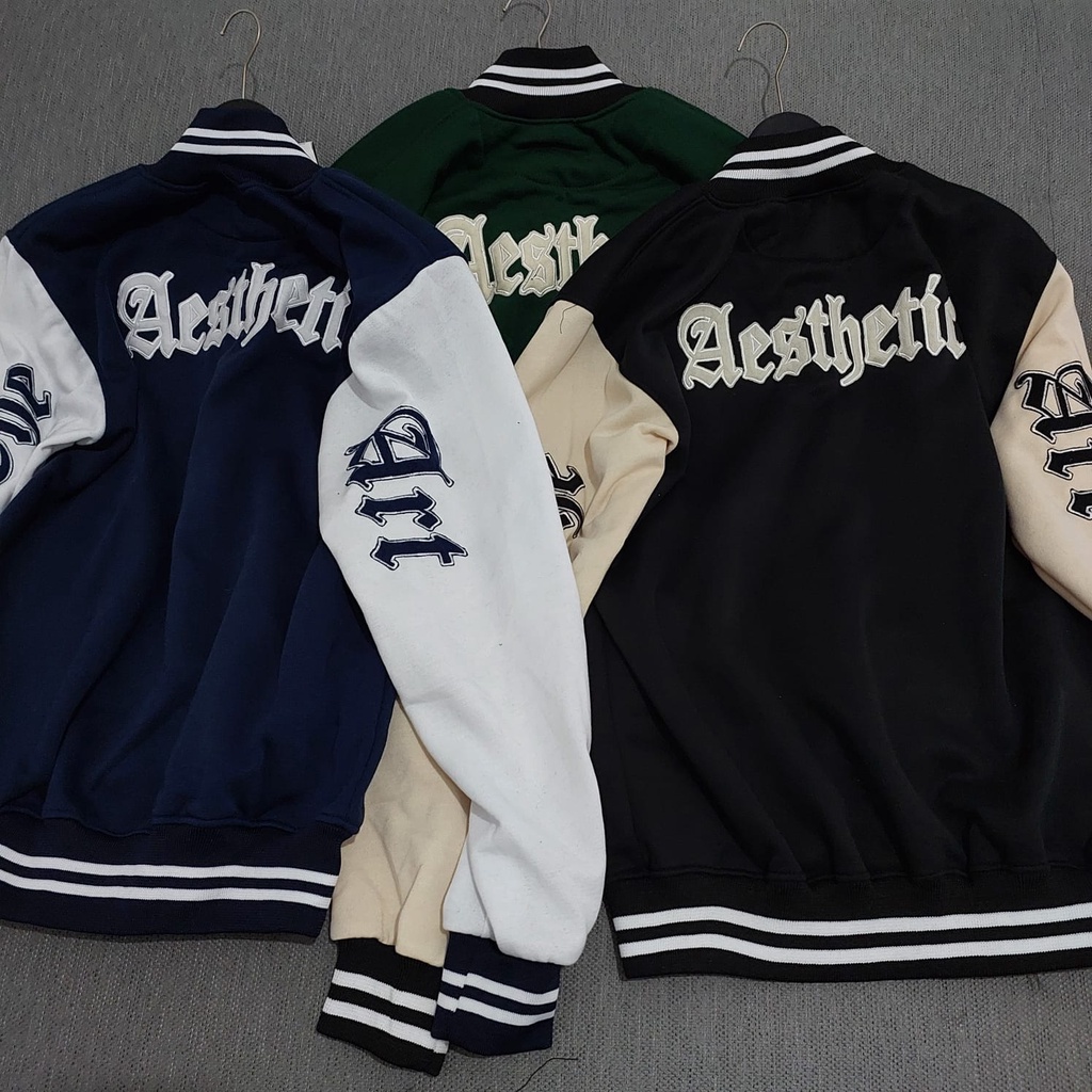 Jaket Bomber Varsity Baseball Vintage Unisex Aesthetic Art Distro / Varsity Jaket Pria dan Wanita Terbaru Motif Bordir THE MADE Lokal Brand Kualitas Distro