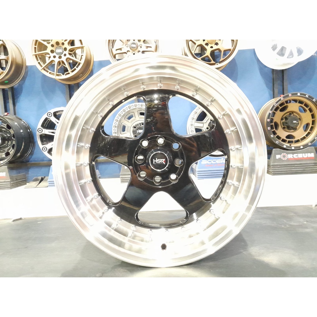 Velg Mobil Racing Celong Ring 17 Buat Jazz Galant Yaris City dll HSR BURN 10260 R17 Warna Black Poli