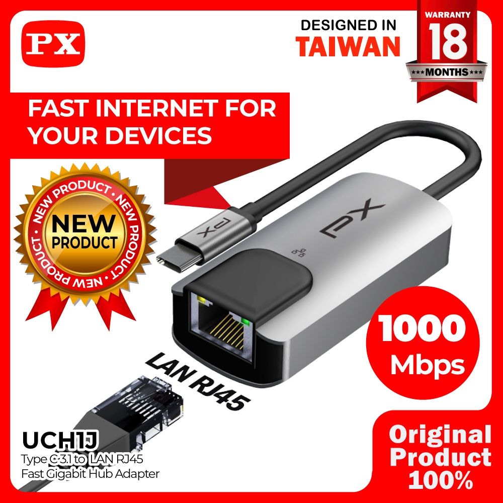 USB Hub Type C 3.1 Converter to Gigabit RJ45 LAN 1000 Mbps PX UCH1J