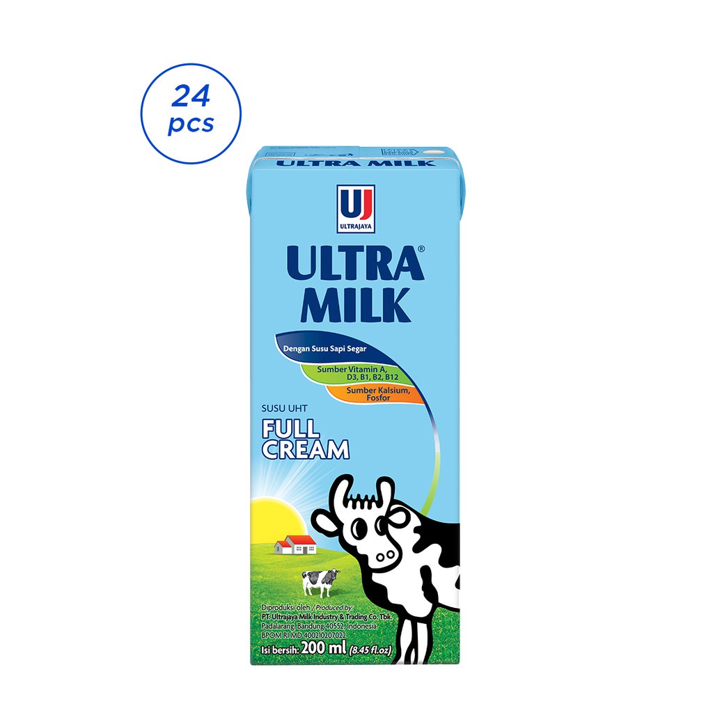 

ultra milk full cream 200ml (1Dus/24Pcs) . Ultra Milk Rasa Full Cream uru01