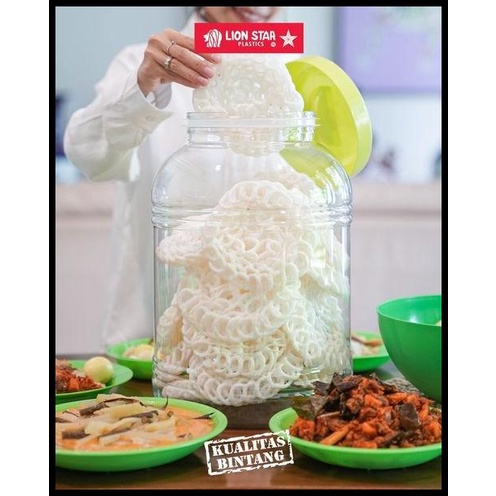 

Toples Makanan Krupuk Cemilan Hugo Round Jar Bulat Plastik Lion Star