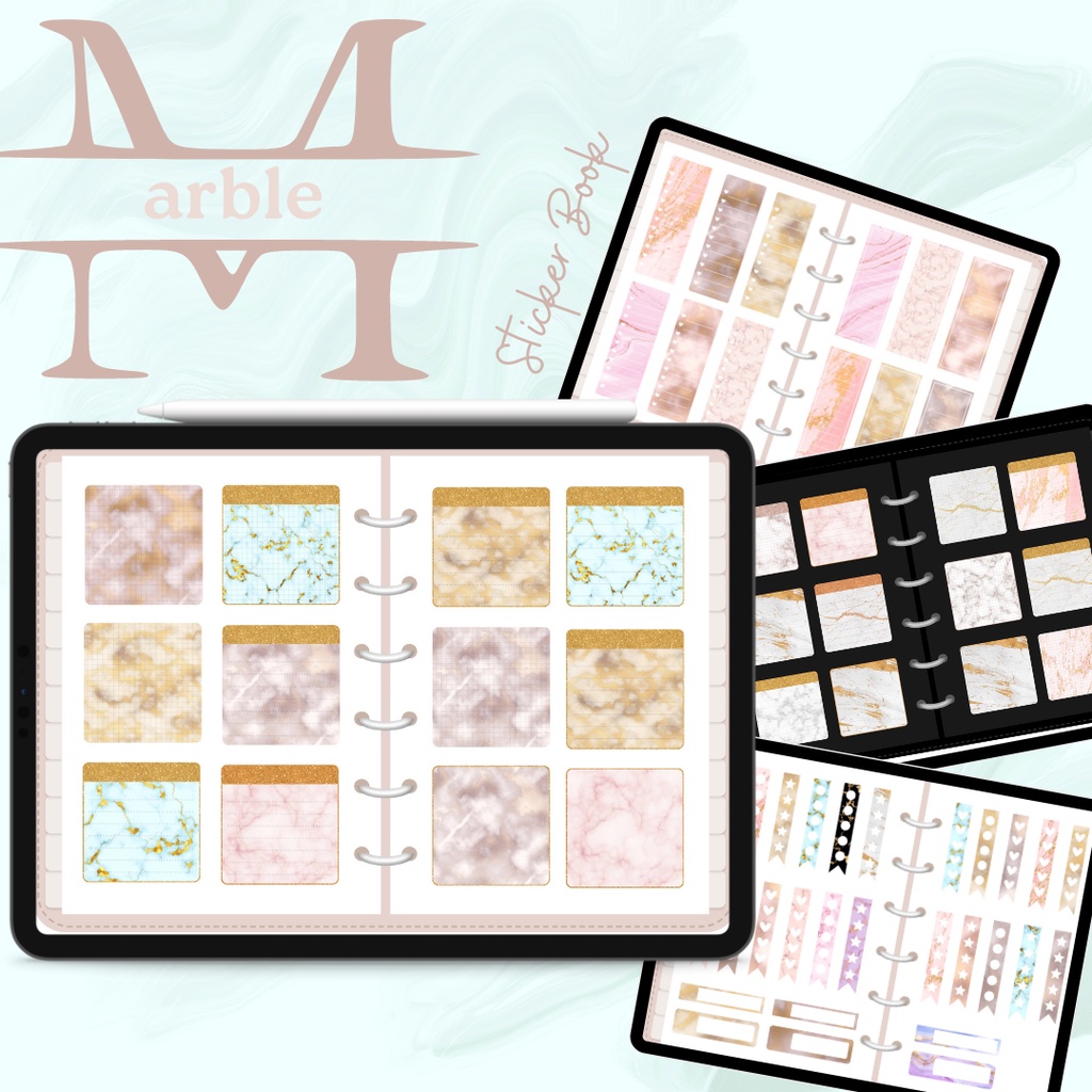 Sticker Book Digital Aesthetic --- Marble Sticker Book