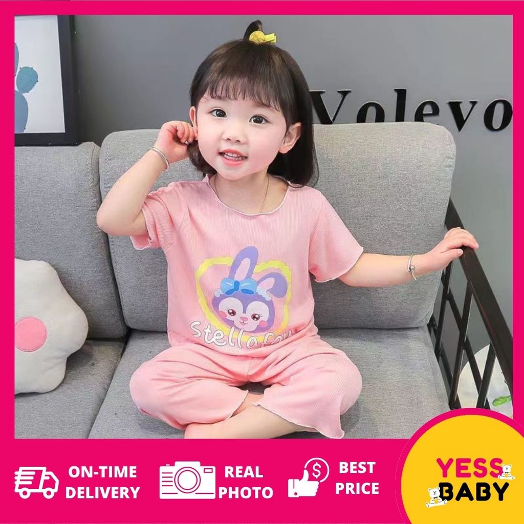 YESSBABY SIZE(90-140)Piyama STELLA RIB lucu anak perempuan/bayi perempuan baju tidur/usia 1-8 tahun