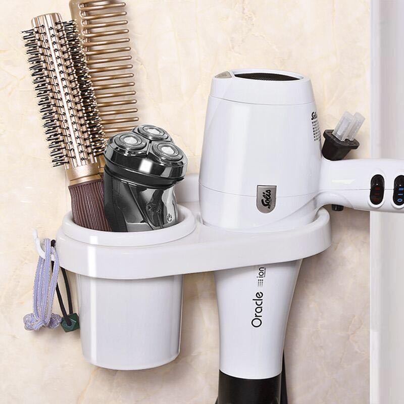 FYGALERY HL0214 Gantungan Hair Dryer 2 in 1 Rak Tempel Penyimpanan Sisir Sikat Gigi