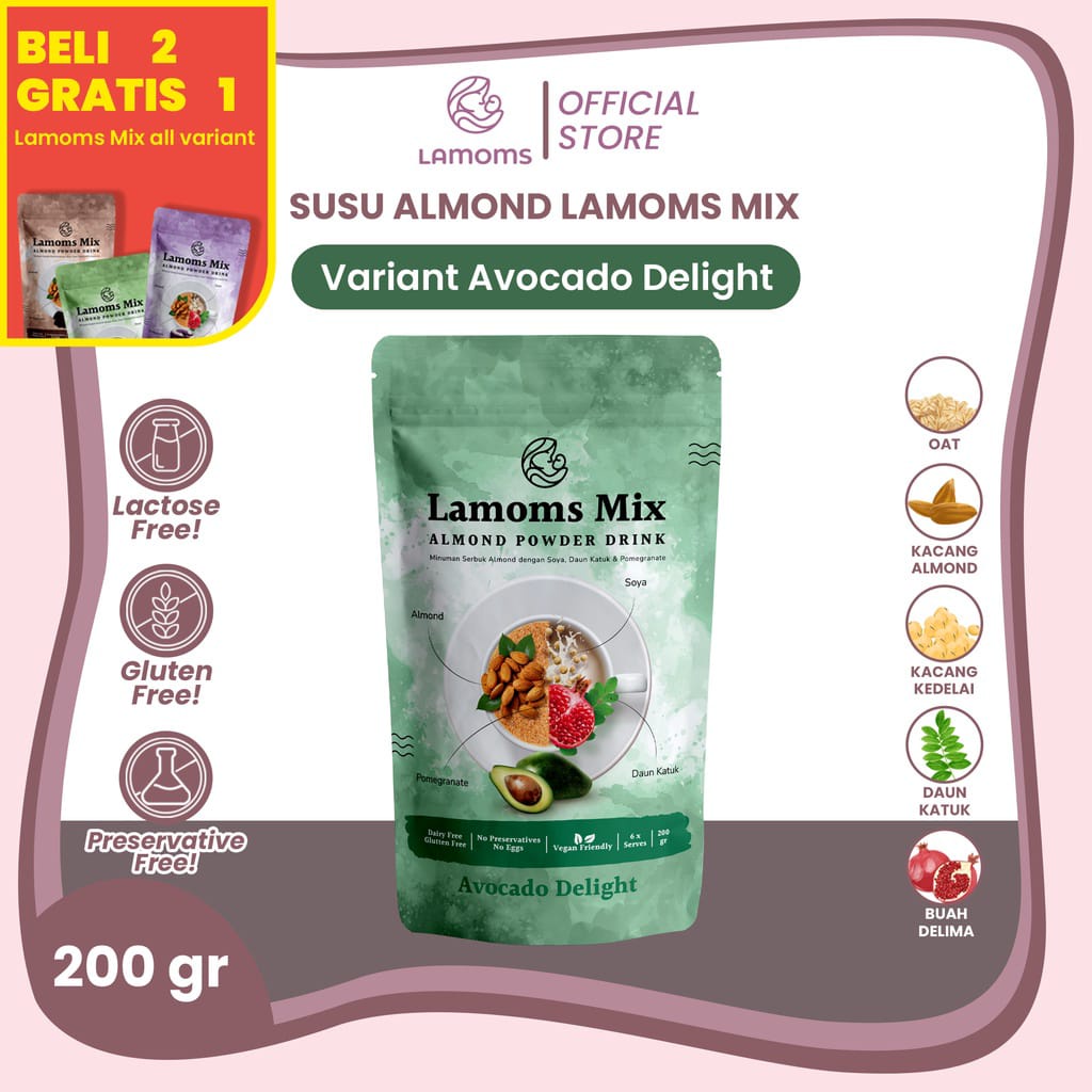 

Lamoms - ASI Booster Almond Milk Pelancar ASI Ibu Menyusui - ASI Banyak & Kental Bernutrisi – 200gr – Almond, Oat, Soya, Katuk, Pomegranate
