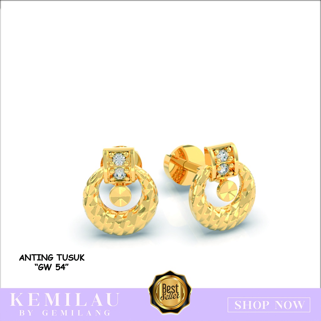 ANTING GIWANG ANTING TUSUK EMAS MURAH KADAR 6K & 8K ANTING EMAS MUDA MODEL BARU DAPAT SURAT (GW 54)
