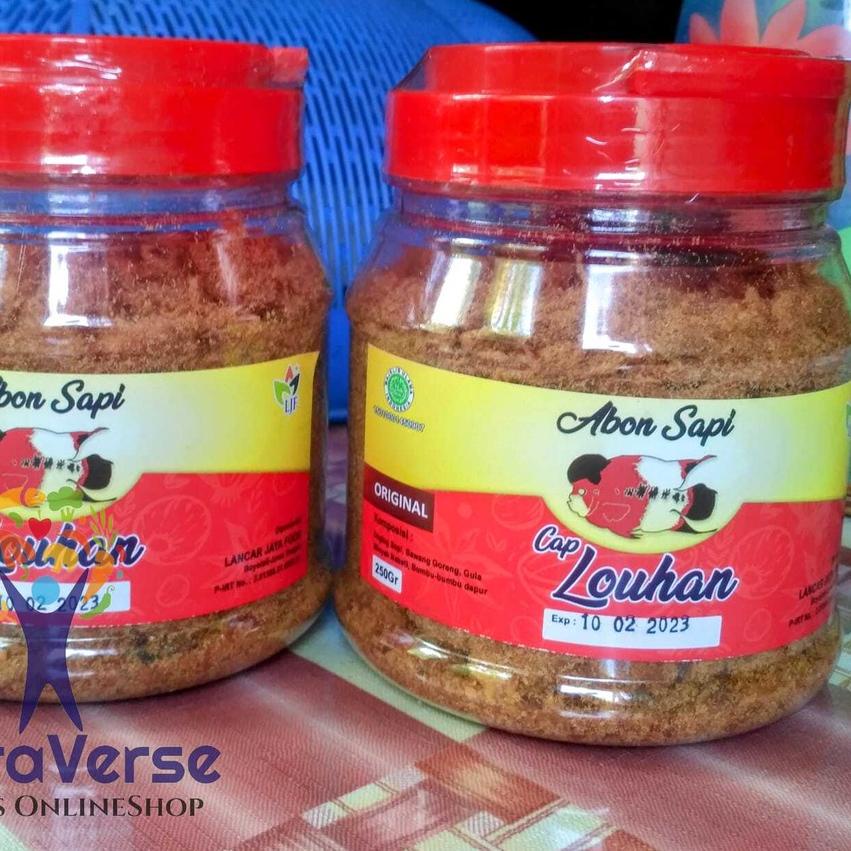 

☑ Abon Sapi cap Louhan 250 gr Toples HALAL Premium Enak ✥