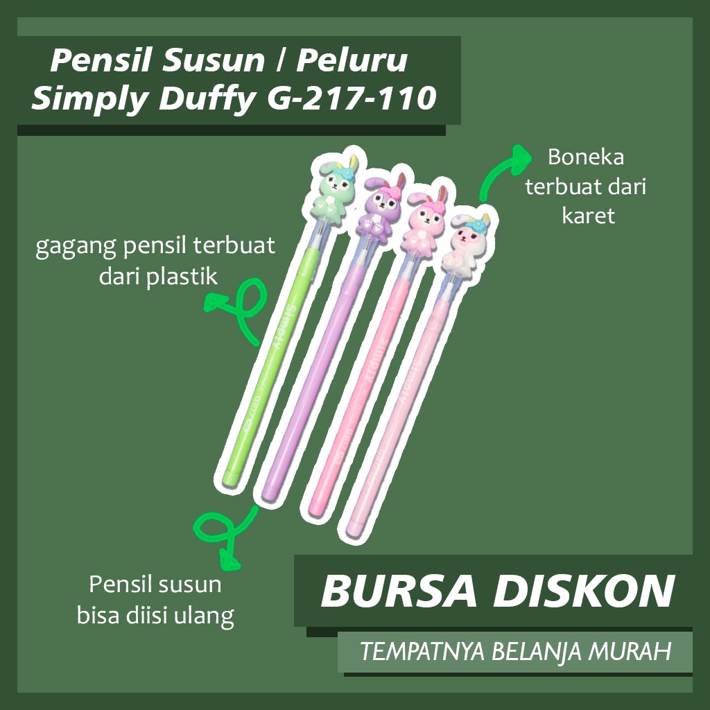 

Pensil Susun Simply Duffy Peluru Lantu Benzia Pencil Bentuk Kelinci