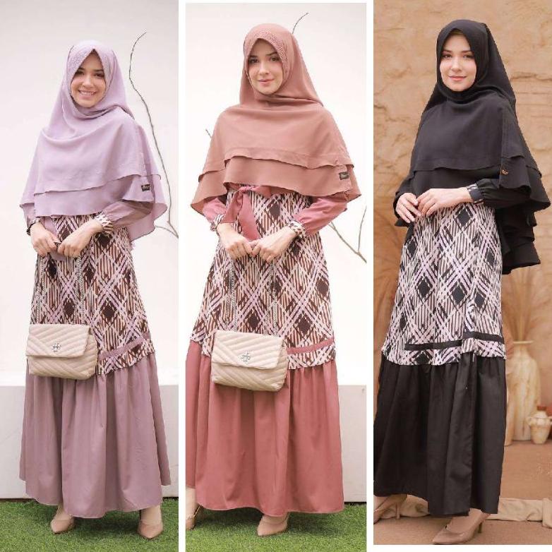 Terbaru Gamis Kimi Michan Gamis Katun Motif Kotak Gamis Dewasa bahan katun Gamis Set kerudung Baju m