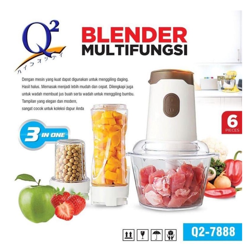 Q2 Food Chopper Blender 3 in 1 | Blender Multifungsi 1.8 L Q2-7888