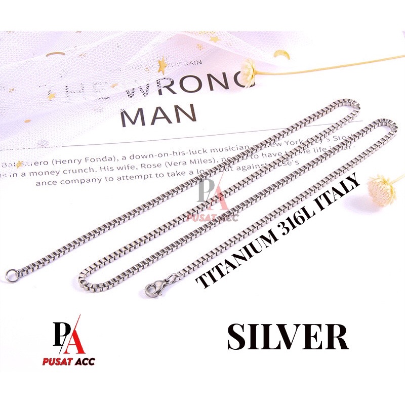 Kalung Rantai MCI Titanium Premium 316L Stainless Anti Karat Pria Wanita ITALY KOTAK