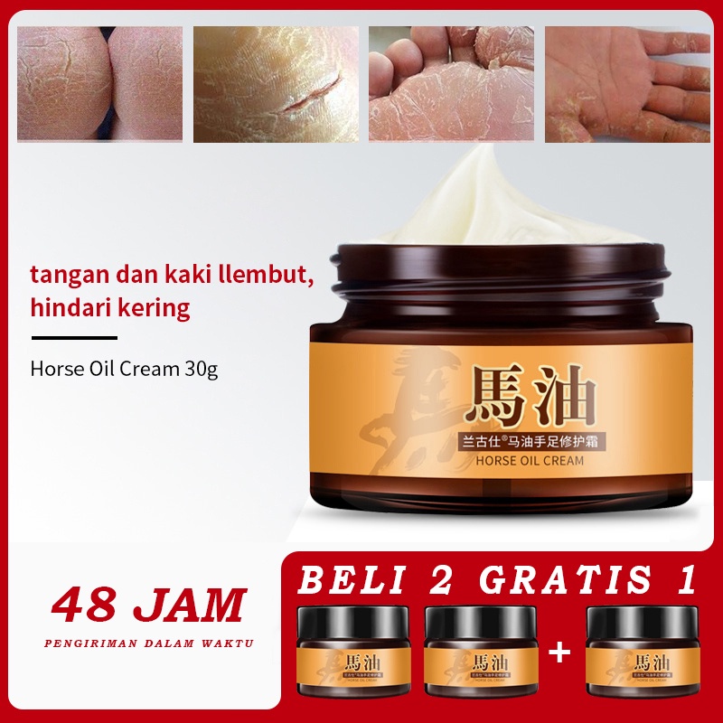 Horse Oil Cream Moisturiz Hand Cream 30g Obat kaki pecah dan kering Penghalus tumit kaki Minyak kuda