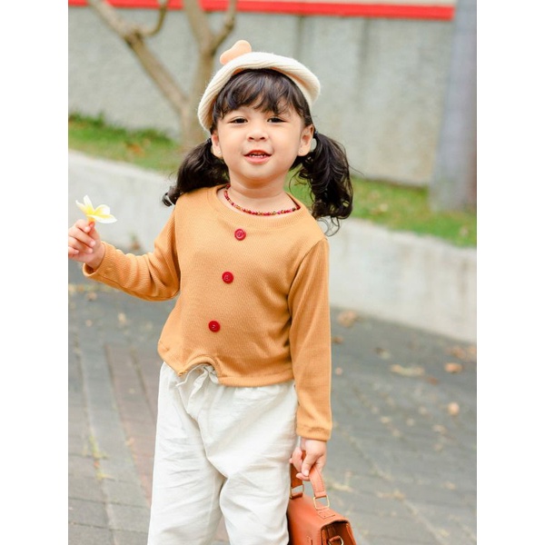 GC 2-4 tahun HELENA CROP KNIT KAOS ANAK PEREMPUAN LUCU