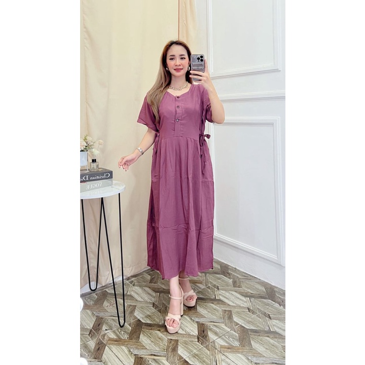 Dress Chibi Polos Jumbo Busui Rayon Tebal / Daster Busui Murah / Daster Kekinian Terbaru