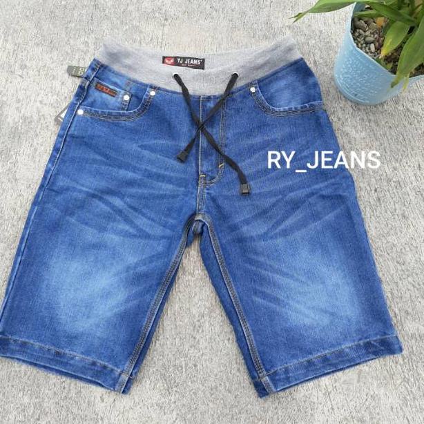 TERLARIS Celana jeans kolor rip pria celana jeans pendek pria jeans pinggang kolor
