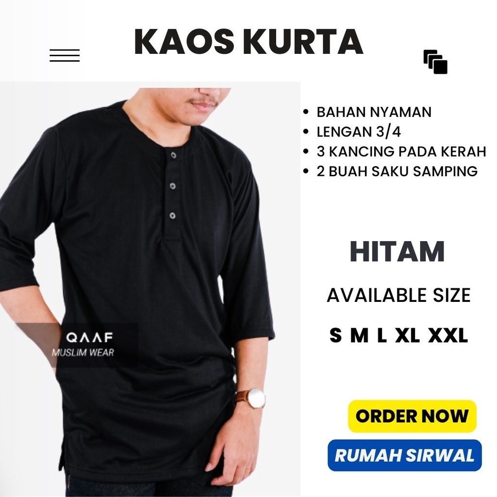 Koko Kurta Dewasa Lengan 3/4 Bahan Kaos Fashion Muslim