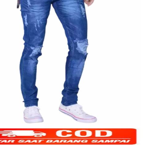 ▼ Celana Jeans Panjang Sobek Robek Lutut pria/Celana Levis Slimfit sobek robek laki laki/Celana Panj