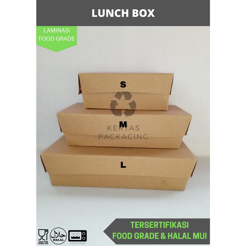 

Paper Lunch Box Kraft Full Laminasi S,M& L | Kotak Makan Bahan Kraft