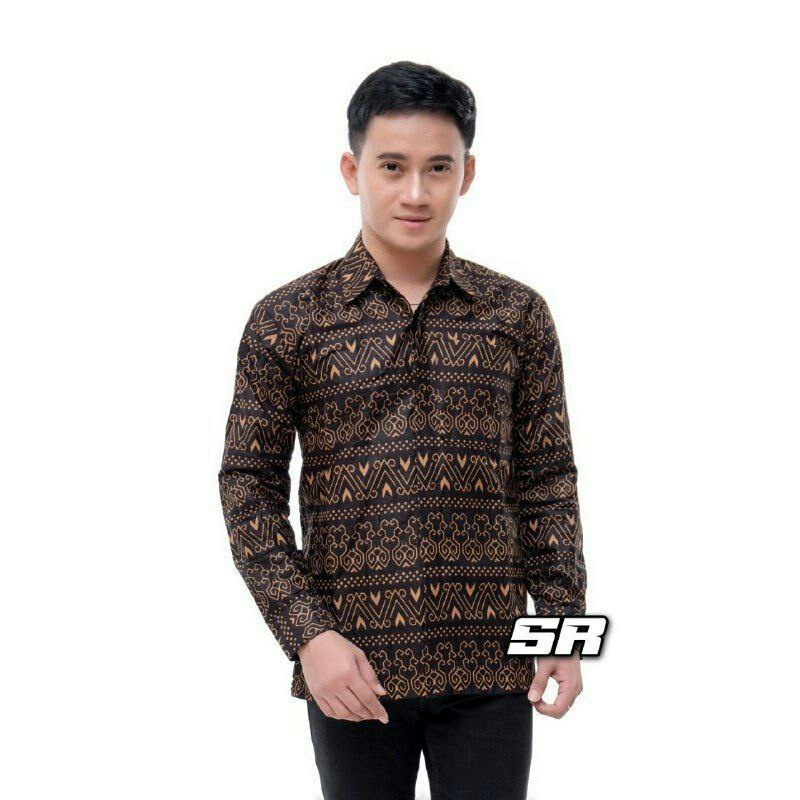 grosir kemeja pria lengan panjang motif semut Hitam size jumbo m, l, xl, xxl, xxxl, xxxxxl