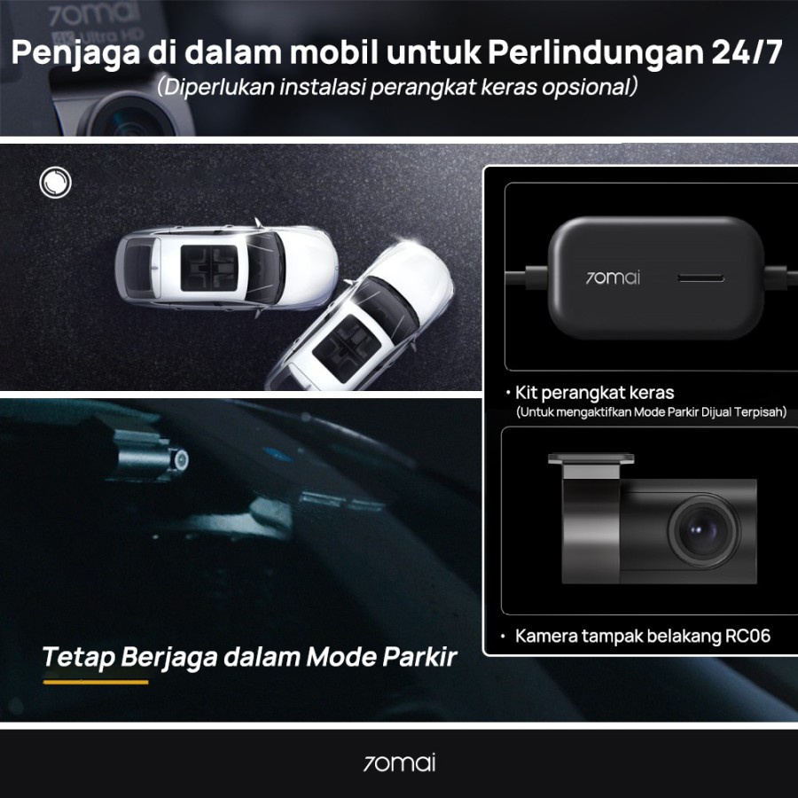 70mai Dash Cam A800s HD 4K 2160P GPS ADAS Set - Front + Rear - Garansi Resmi 1 Tahun