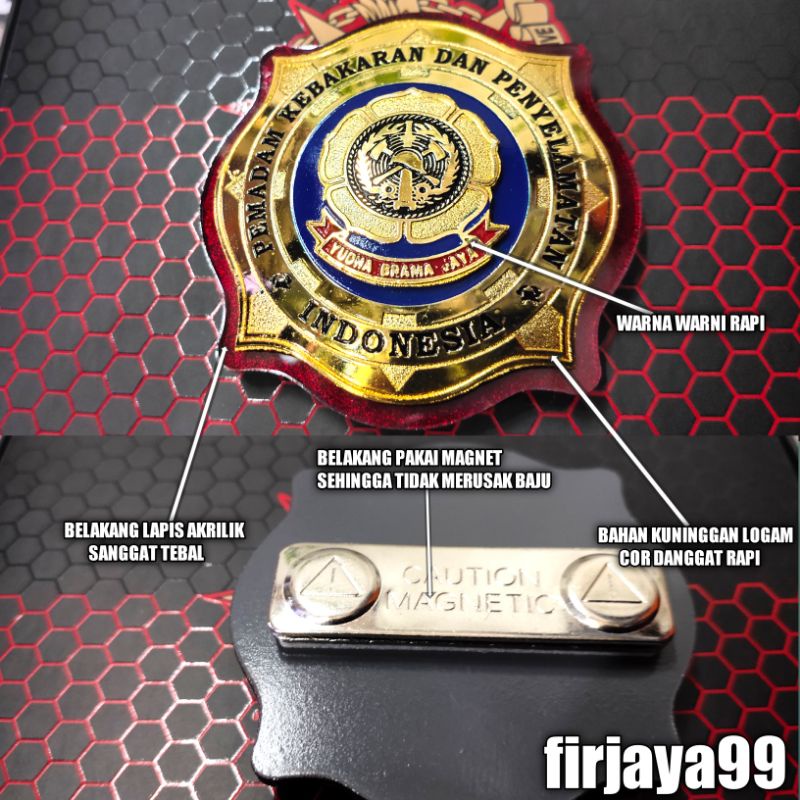 lencana kewenangan pemadam terbaru/kewenangan pemadam /lencana kewenangan damkar ecklusive premium