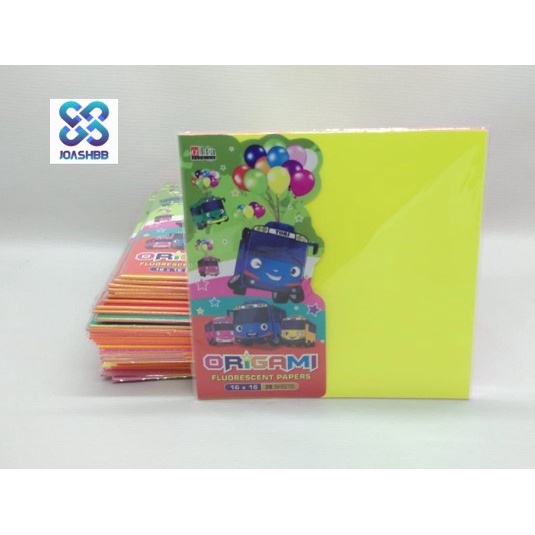 Kertas Origami Sedang 16 x 16 cm / Fluorescent Papers / Kertas warna