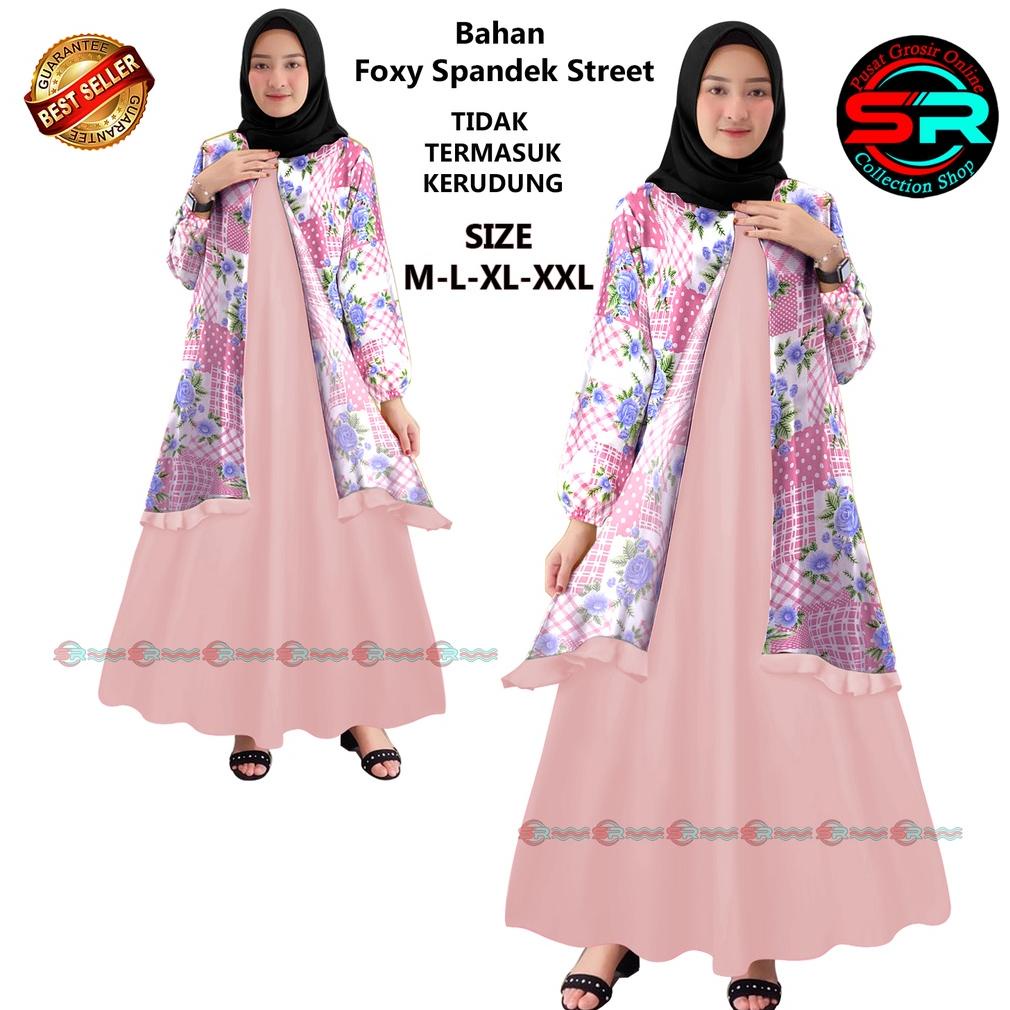 Terbaru SR00031 Gamis Rompi Wanita Dewasa, Baju Muslim Wanita Dewasa Rompi Motif Murah