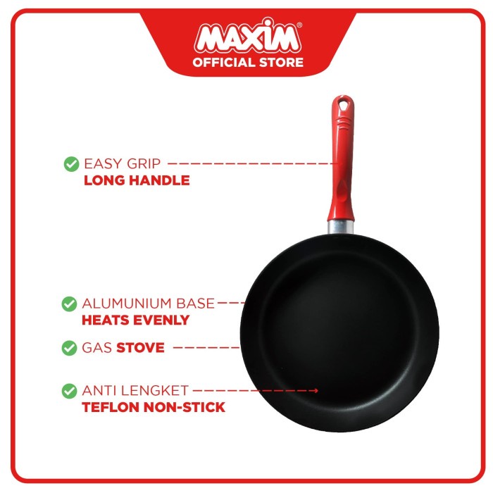 Maxim Eleganza Red Wajan Teflon Anti Lengket 30cm Frypan ORIGINAL