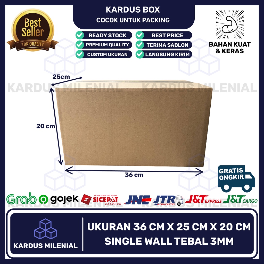 Kardus box karton packing 36x25x20