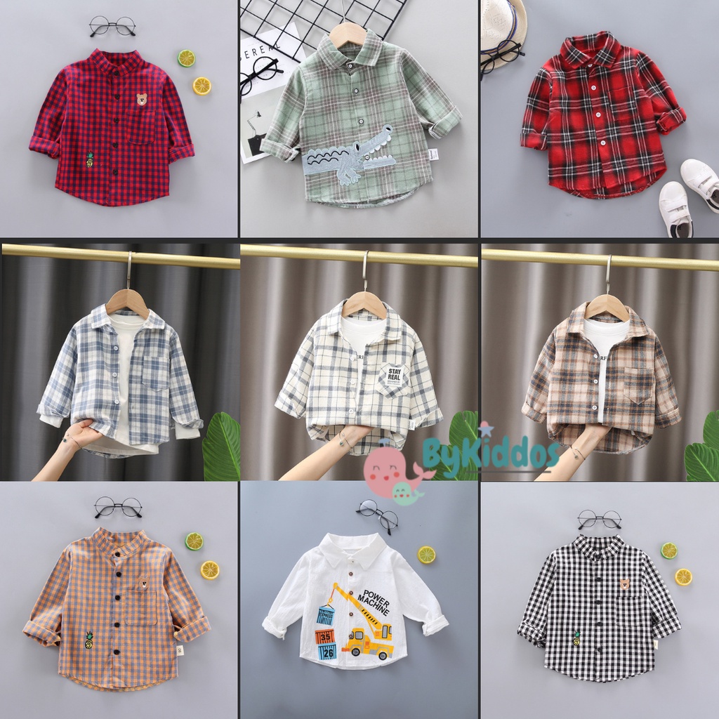 ByKiddos - Kemeja Import Anak Laki Laki Motif Lengan Panjang Bahan Adem High Quality Fashion / Kemeja Import Bayi Part 2