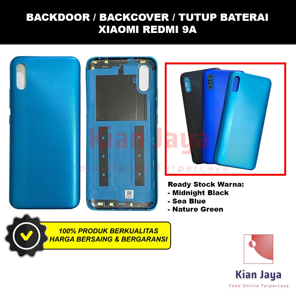 Backdoor Xiaomi Redmi 9a Back Cover Tutup Belakang Baterai Cassing Casing Backcase Original