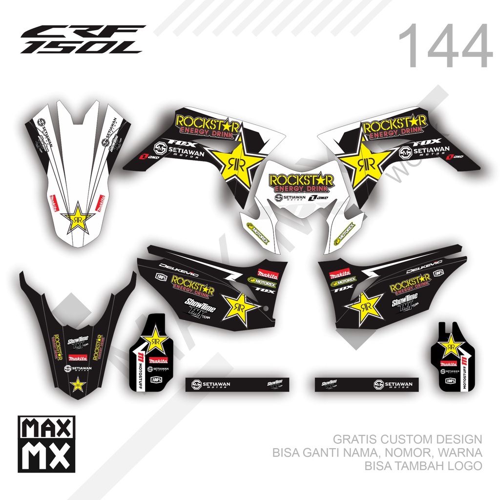 Sticker Decal CRF 150 L Desain custom design costum 144 ROCKSTAR PUTIH