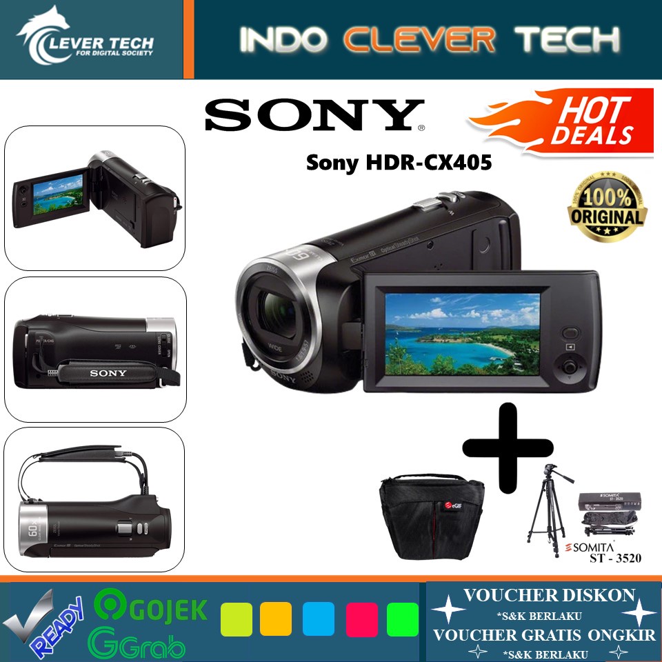 Sony HDR-CX405 HD Handycam + TRIPOD SOMITA + TAS KAMERA