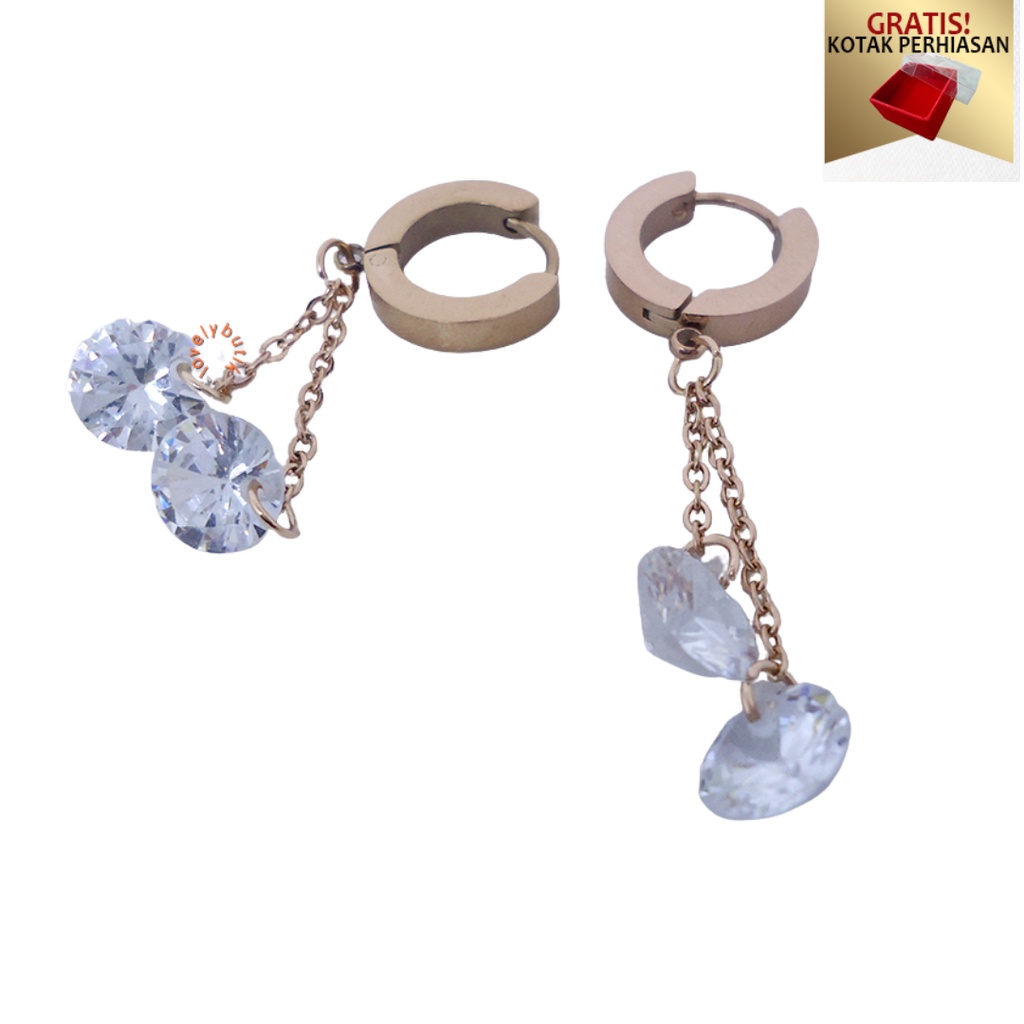 Kalung Set Anting Titanium anti karat Summer Model Permata Terbaru - Lovelybutik