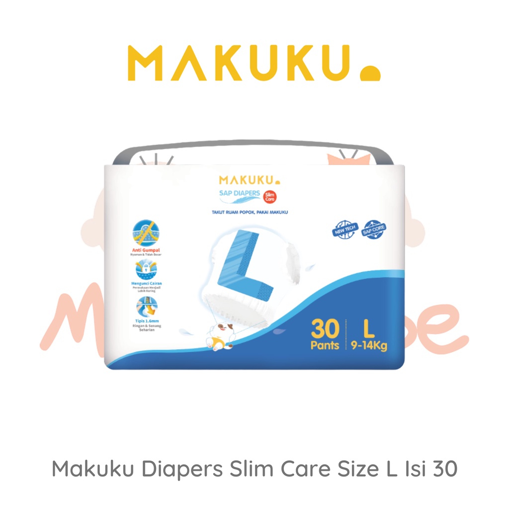 MAKUKU SAP Diapers Slim Care Pants L Isi 30 Pcs Popok Bayi