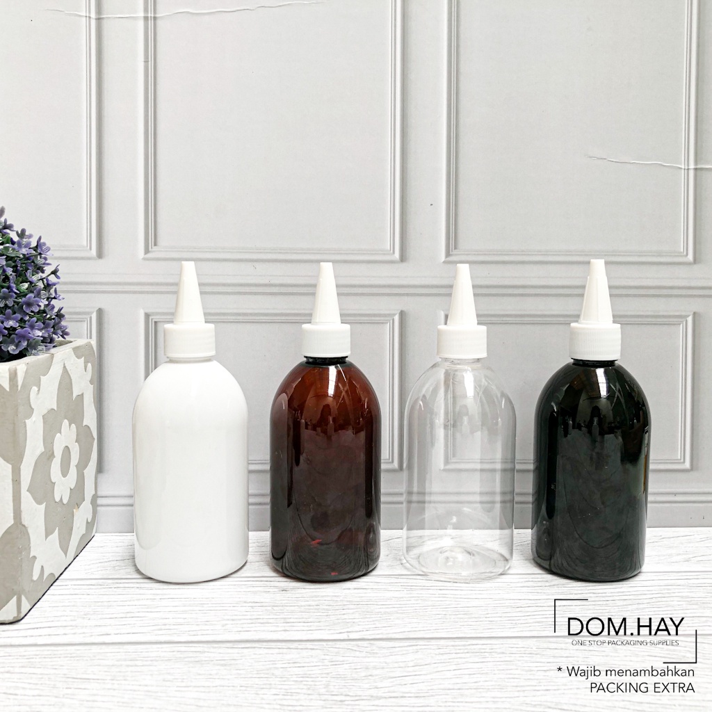 250ml Oval Botol Plastik Tinta Putih Kemasan Packaging Skin Care Kosmetik Isi Ulang 250OV