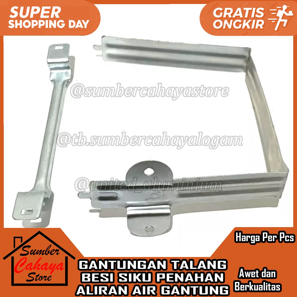 Gantungan Talang Air Besi Kotak Bracket Holder Kaki Klem Clam Clamp Kelem Plat Gantung Pelat Breket 