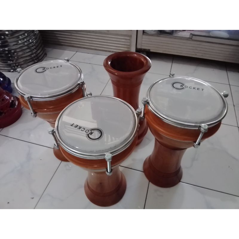 trumbuk pinggang marawis Hadroh 6 in alat musik dumbuk batu calti natural, kulit membran Taiwan original bisa untuk dewasa atau anak-anak perkusi