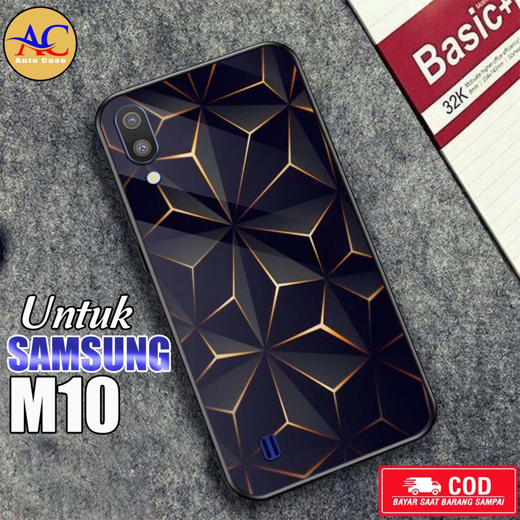 Softcase Glass kaca untuk Samsung M10 ABSTRK Casing Handphone Case Hp Procamera