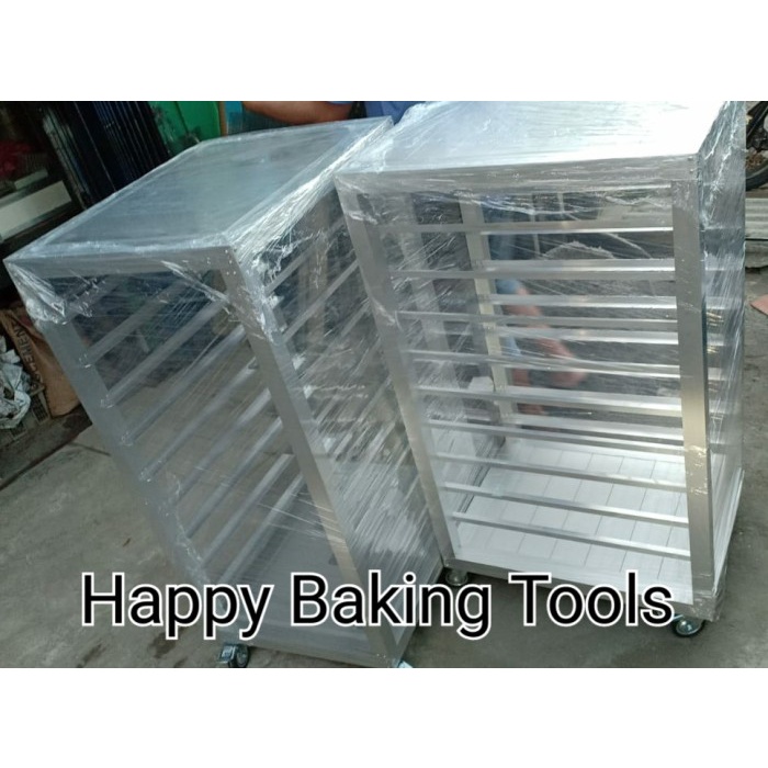 Rak Dapur Trolley Rak Kue Roti 10 Susun, Cooling Rack Trolley 10 Susun