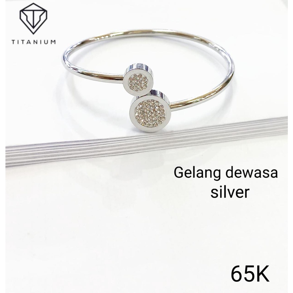 TITANIUM GELANG PERMATA DEWASA SILVER