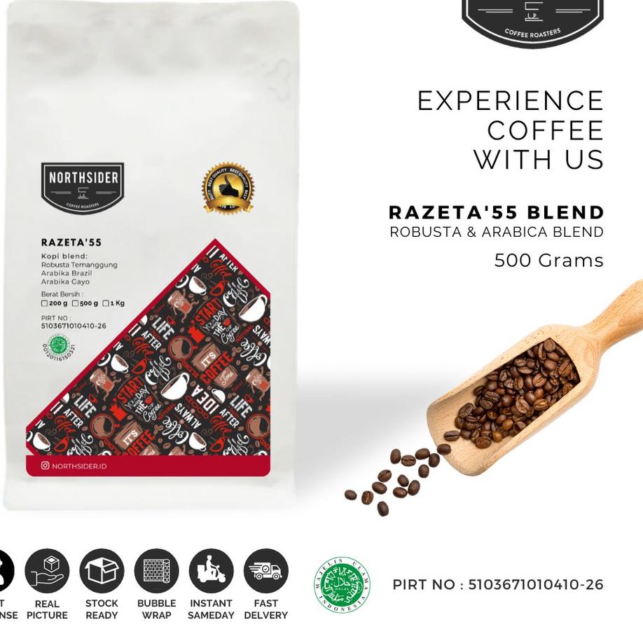 

➽ BIJI KOPI SUSU RAZETA'55 BLEND ROBUSTA-ARABIKA - 500GR NORTHSIDER COFFEE ♥