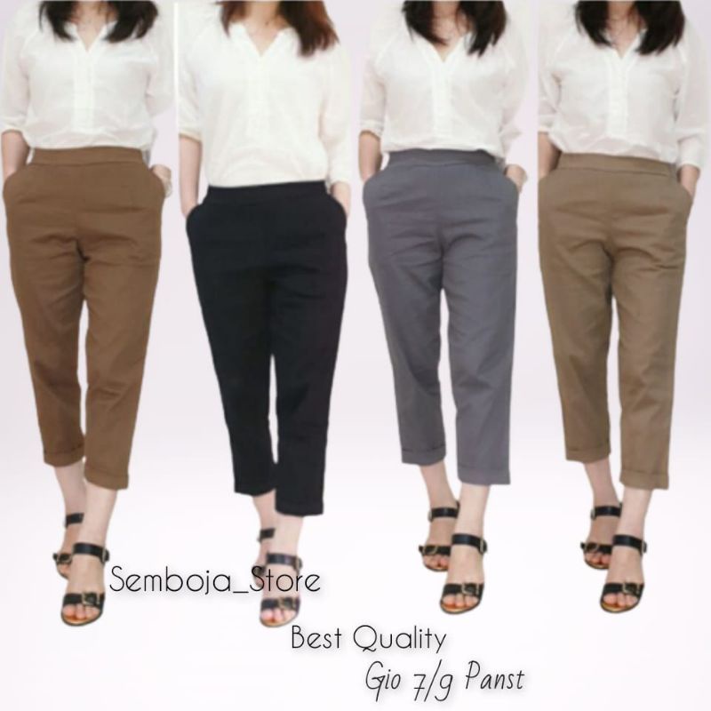 JUMBO CELANA KATUN WANITA GIO PANTS 7/9 CELANA KATUN STRETCH MELAR