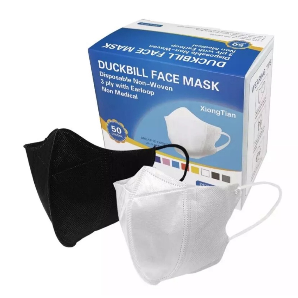 masker duckbill garis model alkindo isi 50pcs duckbill hitam putih duckbill